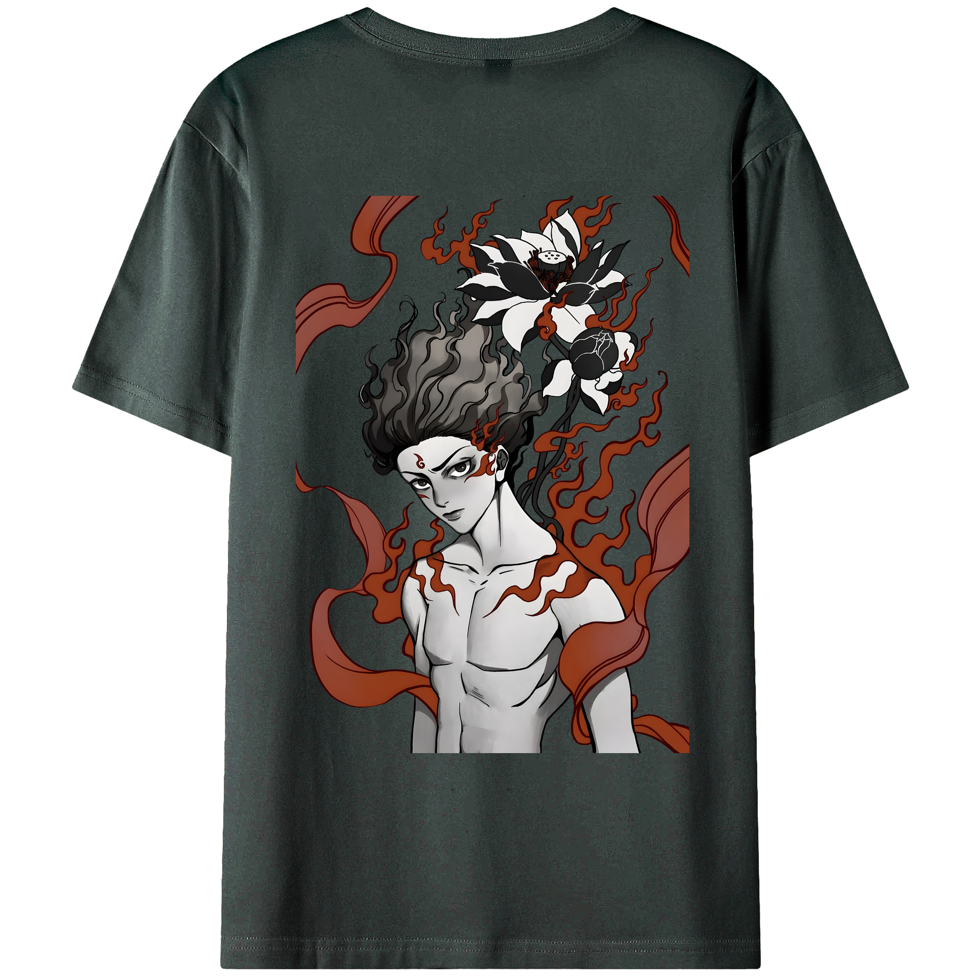 （画像用） Ne Zha 2 ナタ 魔童の大暴れ 綿100％ メンズ半袖Tシャツ（バックプリント） 通気性